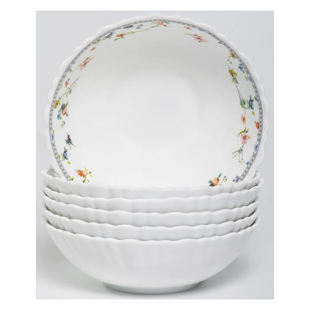 Изображение товара Набор салатников Olaff ЗИРАНА 500 мл 6 шт стеклокерамика белый дизайн