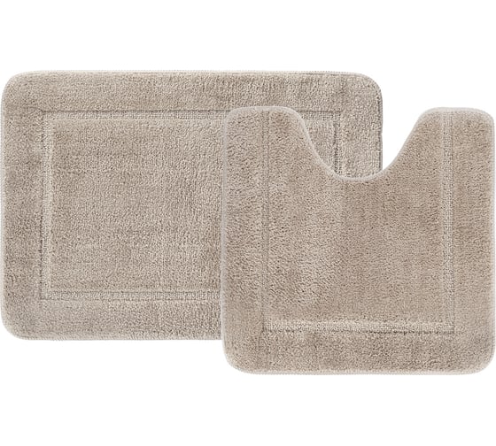 Изображение товара Набор ковриков для ванной комнаты IDDIS 65x45 + 45x45, микрофибра, светло-коричневый PSET03Mi13