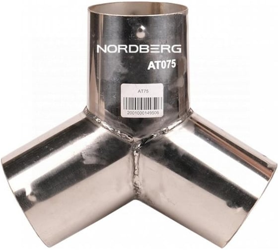 Изображение товара Переходник Y-образный металлический для шланга NORDBERG D=75мм AT75