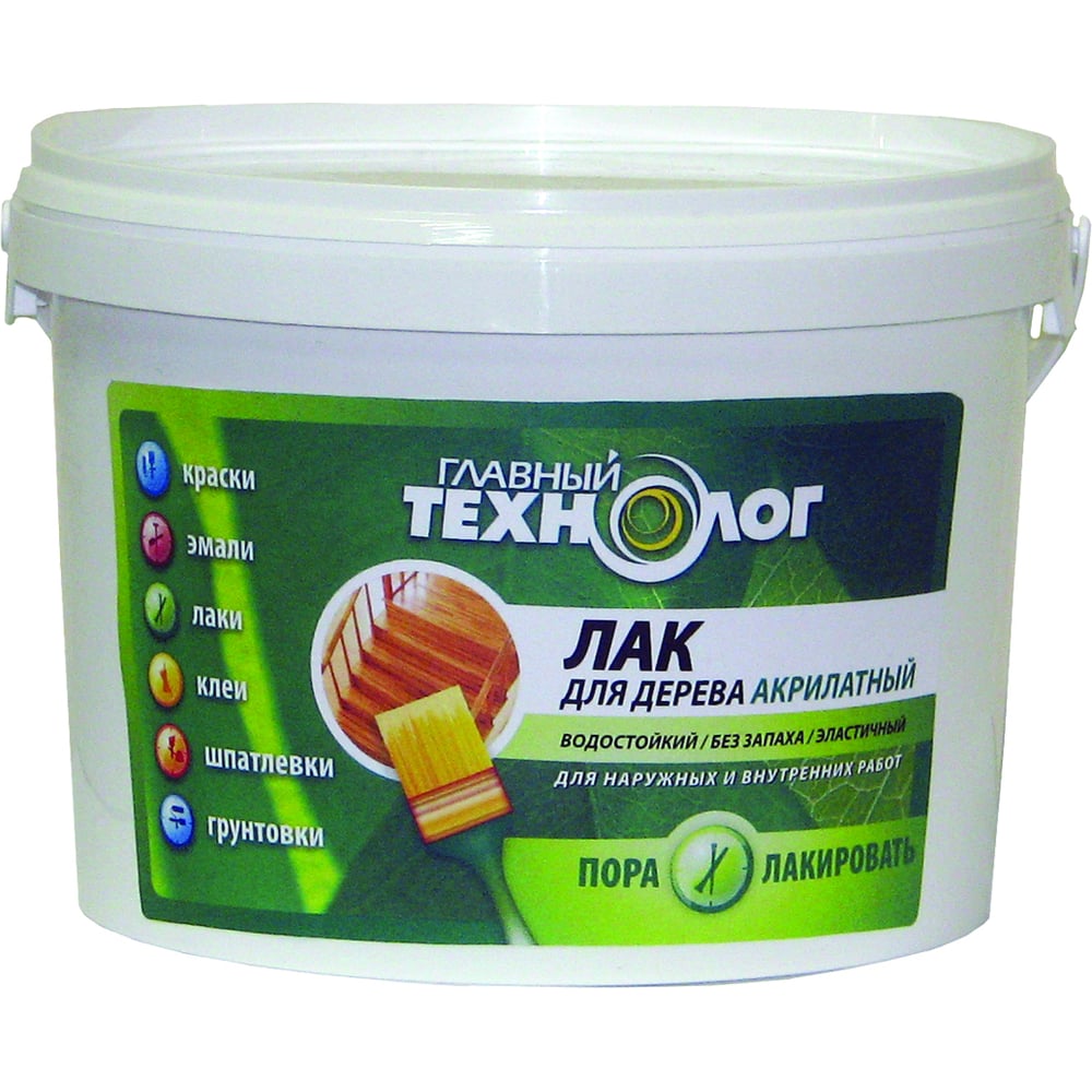 Изображение товара Акрилатный лак для дерева Новбытхим ГЛАВНЫЙ ТЕХНОЛОГ лимон 10 кг