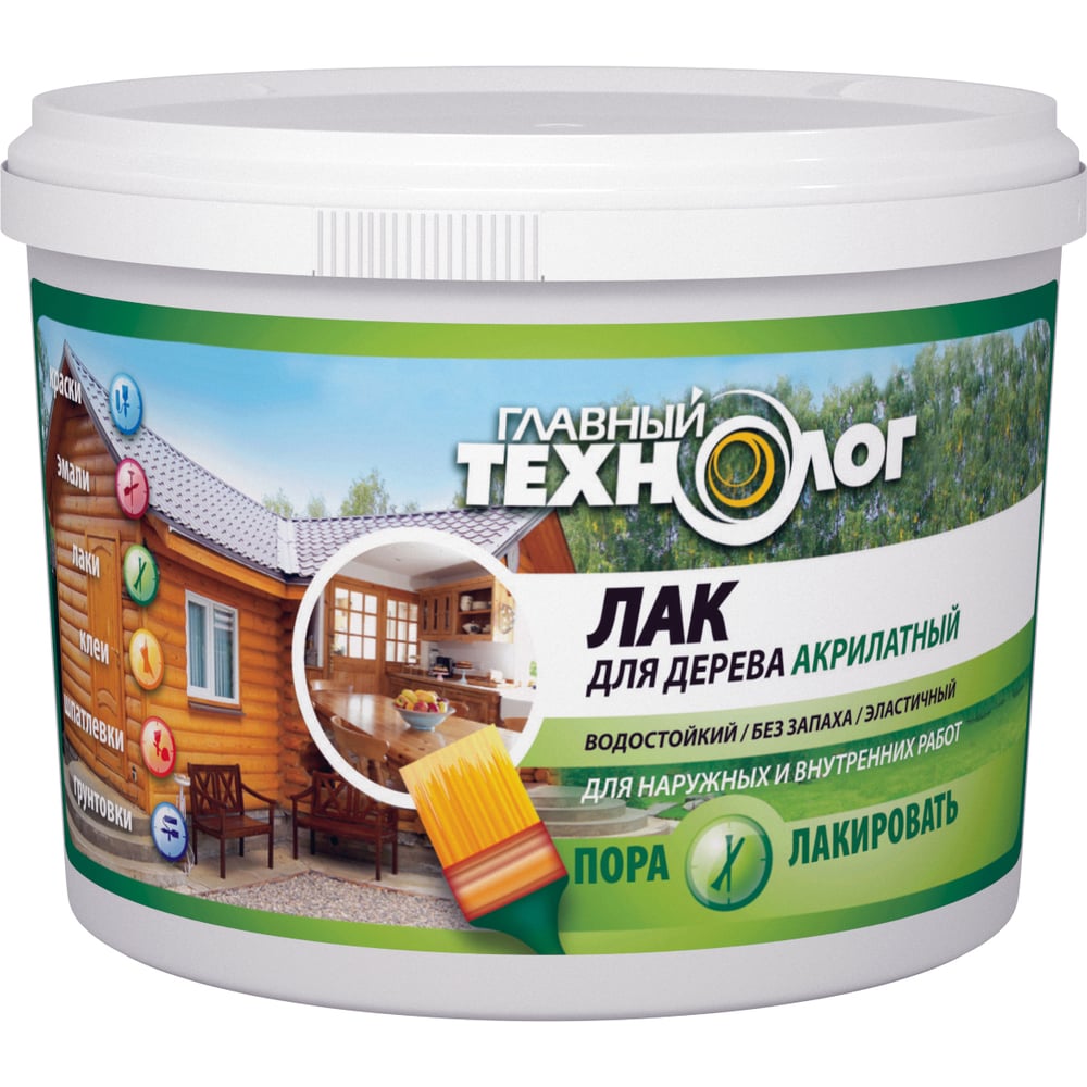 Изображение товара Акрилатный лак для дерева Новбытхим ГЛАВНЫЙ ТЕХНОЛОГ, цвет орех, 0,5 кг