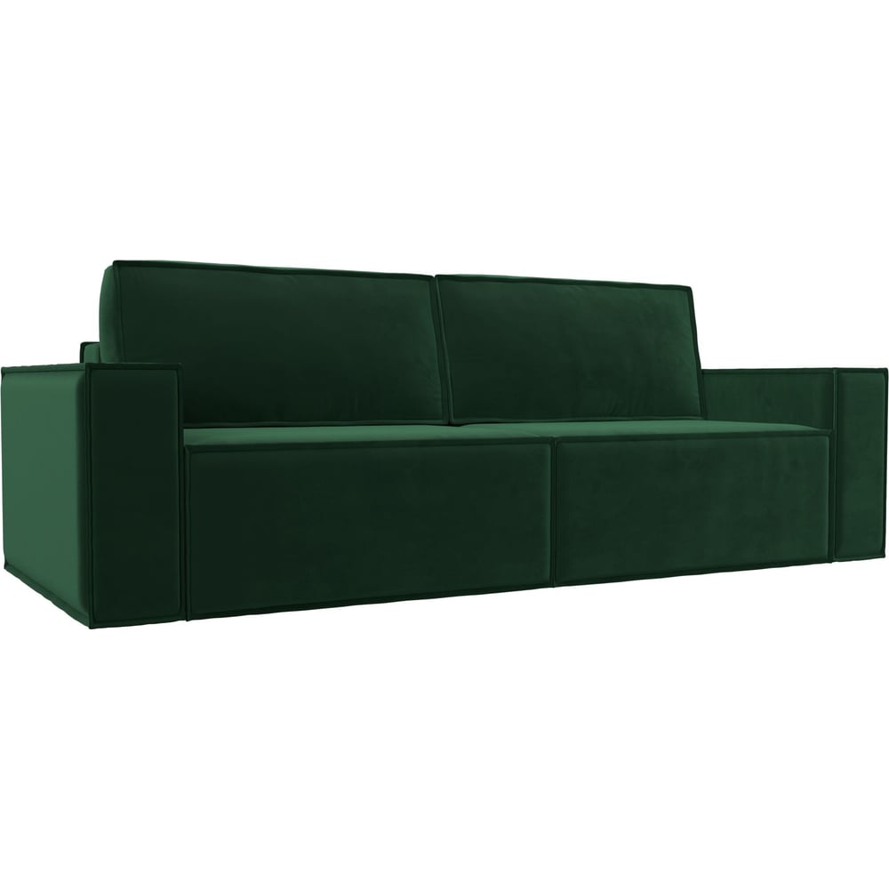 Изображение товара Прямой диван Куба из велюра зеленый с механизмом еврокнижка
