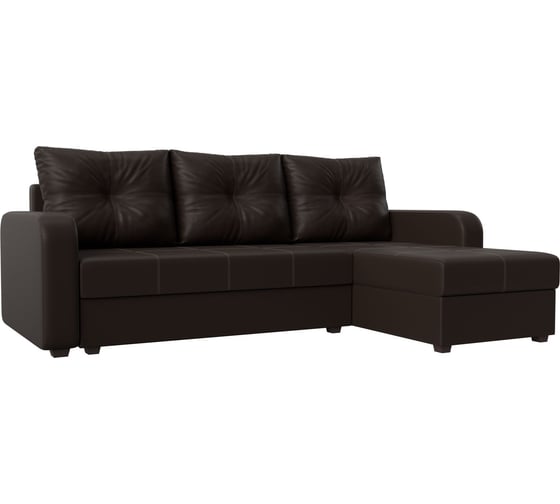 Изображение товара Угловой диван Лига диванов Ливерпуль Лайт угол правый полностью экокожа коричневая 117742