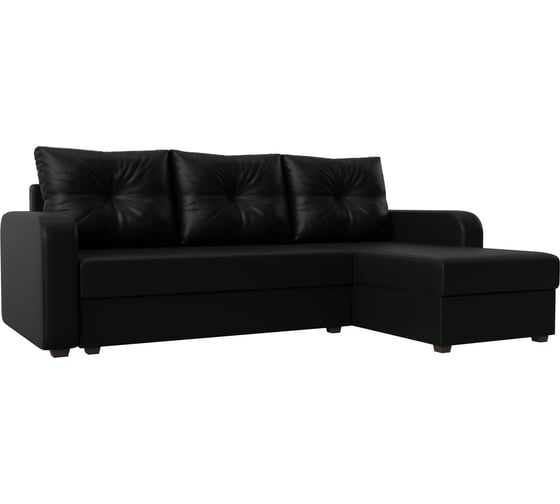 Изображение товара Угловой диван Лига диванов Ливерпуль Лайт угол правый полностью экокожа черная 117743