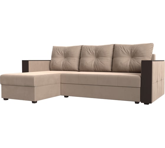 Изображение товара Угловой диван Лига диванов Валенсия Лайт угол левый полностью велюр бежевый 117744L