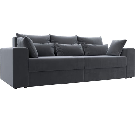 Изображение товара Прямой диван Лига диванов Майами полностью велюр серый, подушки велюр СЕР/сер/сер 114690