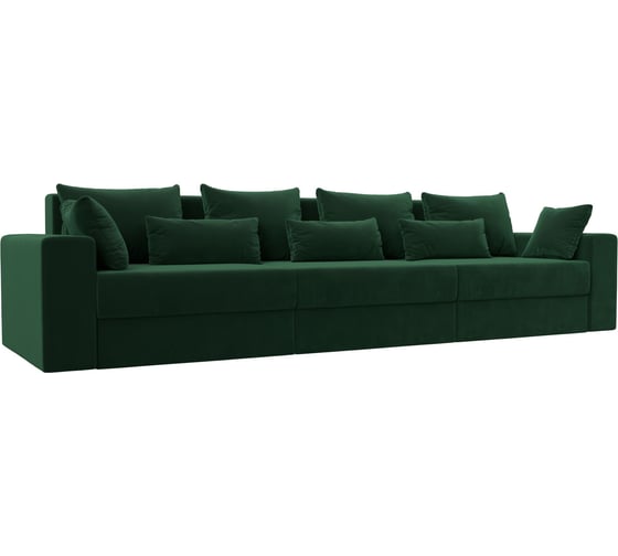 Изображение товара Прямой диван Лига диванов Майами Long полностью велюр зеленый, подушки велюр ЗЕЛ/зел/зел 114762