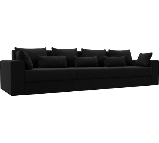 Изображение товара Прямой диван Лига диванов Майами Long полностью микровельвет черный, подушки микровльвет ЧЕРН/черн/черн 114733