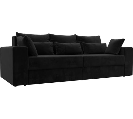 Изображение товара Прямой диван Лига диванов Майами полностью велюр черный, подушки велюр ЧЕРН/черн/черн 114691