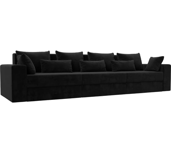 Изображение товара Прямой диван Лига диванов Майами Long полностью велюр черный, подушки велюр ЧЕРН/черн/черн 114770