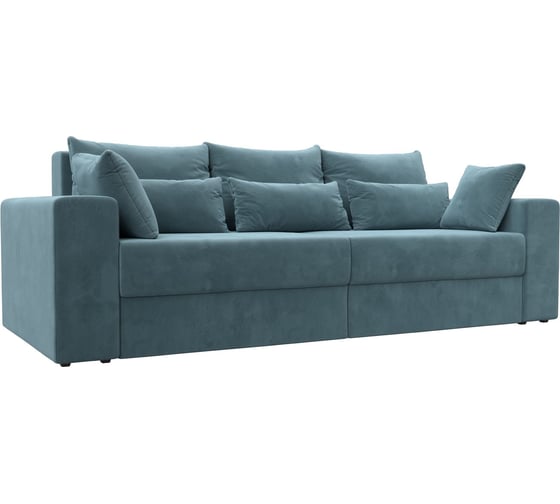 Изображение товара Прямой диван Лига диванов Майами полностью велюр бирюзовый, подушки велюр БИР/бир/бир 114687