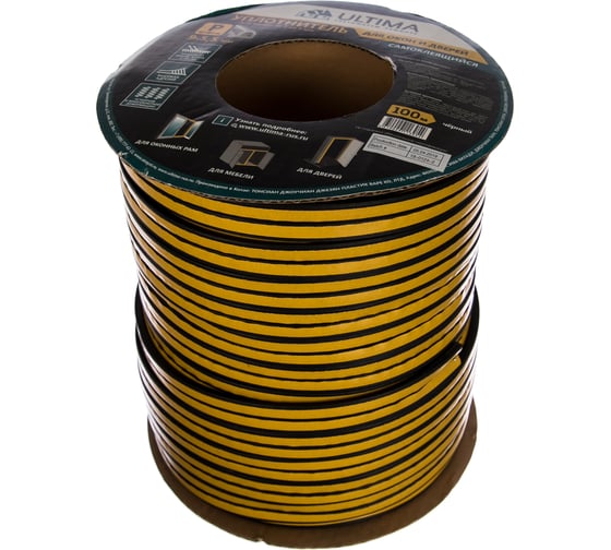 Изображение товара Самоклеящийся уплотнитель Ultima Р 100, 9x5,5 мм, черный SC-39X