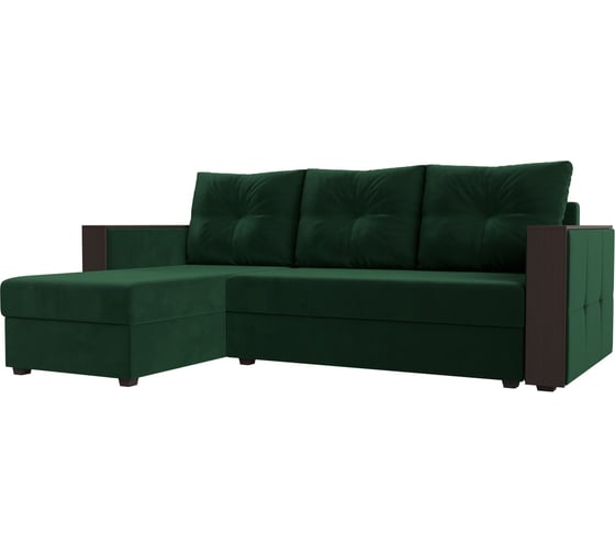 Изображение товара Угловой диван Лига диванов Валенсия Лайт угол левый полностью велюр зеленый 117747L