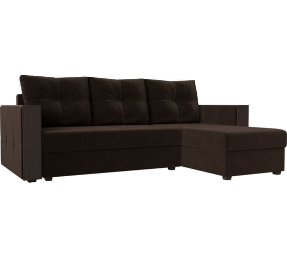 Изображение товара Угловой диван Лига диванов Валенсия Лайт угол правый полностью микровельвет коричневый 117757