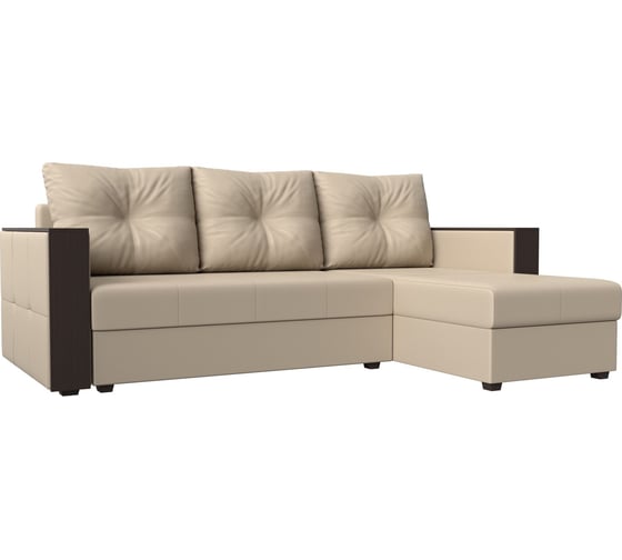 Изображение товара Угловой диван Лига диванов Валенсия Лайт угол правый полностью экокожа бежевая 117766