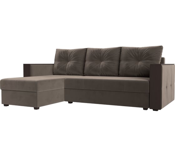 Изображение товара Угловой диван Лига диванов Валенсия Лайт угол левый полностью велюр коричневый 117748L