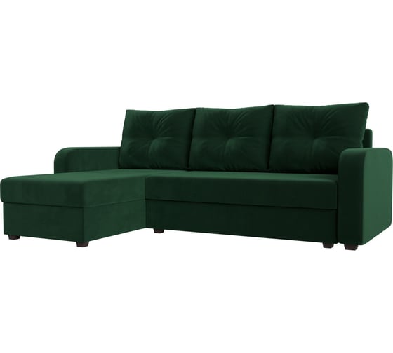 Изображение товара Угловой диван Лига диванов Ливерпуль Лайт угол левый полностью велюр зеленый 117721L