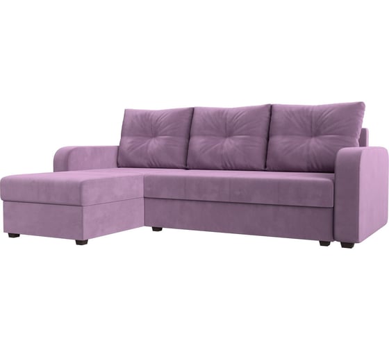 Изображение товара Угловой диван Лига диванов Ливерпуль Лайт угол левый полностью микровельвет сиреневый 117732L