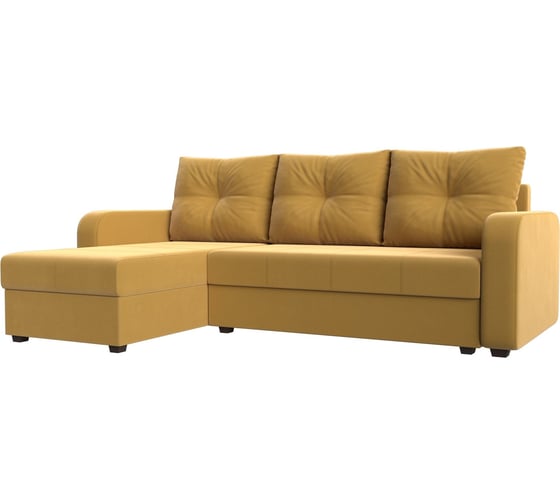 Изображение товара Угловой диван Лига диванов Ливерпуль Лайт угол левый полностью микровельвет желтый 117728L