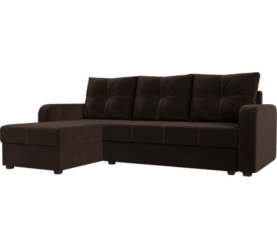 Изображение товара Угловой диван Лига диванов Ливерпуль Лайт угол левый полностью микровельвет коричневый 117731L