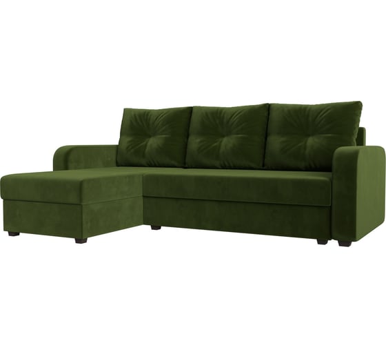 Изображение товара Угловой диван Лига диванов Ливерпуль Лайт угол левый полностью микровельвет зеленый 117729L
