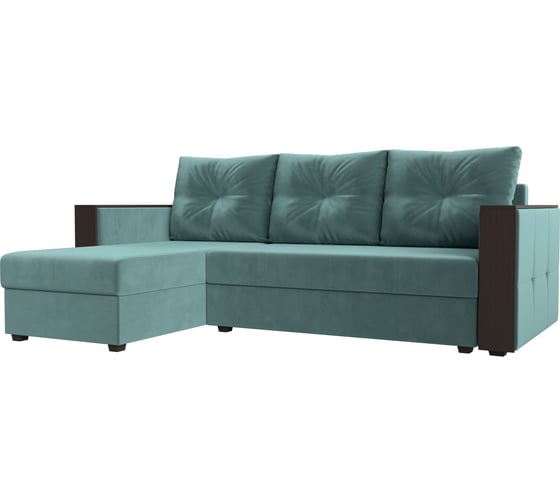 Изображение товара Угловой диван Лига диванов Валенсия Лайт угол левый полностью велюр бирюзовый 117745L