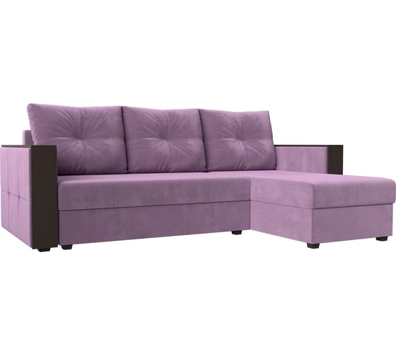 Изображение товара Угловой диван Лига диванов Валенсия Лайт угол правый полностью микровельвет сиреневый 117758