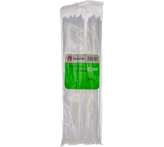 Изображение товара Нейлоновые стяжки FORTISFLEX КСС 8х500 белый 100 штук 50013