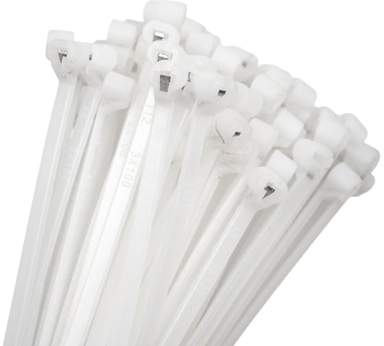 Изображение товара Нейлоновые стяжки с металлическим зубом FORTISFLEX КСЗ 3x100 белый 100 штук 58491