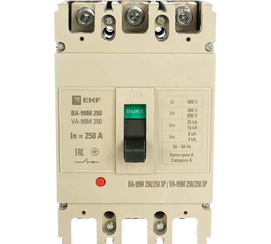 Изображение товара Автоматический трехполюсный выключатель EKF ВА-99М/250 250А 3ф 25кА mccb99-250-250m