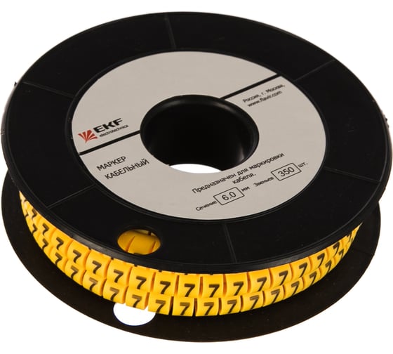 Изображение товара Кабельный маркер EKF 6.0кв.мм 7, 500ед, ЕС-3, 350 plc-KM-6-7