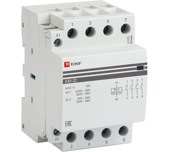 Изображение товара Модульный контактор EKF 40А 3п 220В 4НО КМ km-3-40-40 1530998