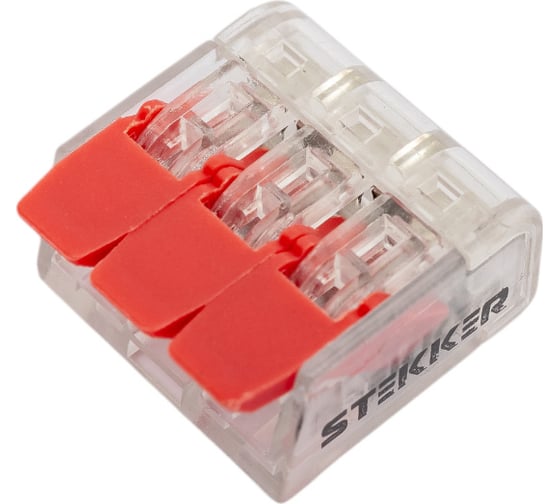 Изображение товара Универсальная компактная клемма STEKKER 3-проводная, LD221-413 5 штук в упаковке 32418