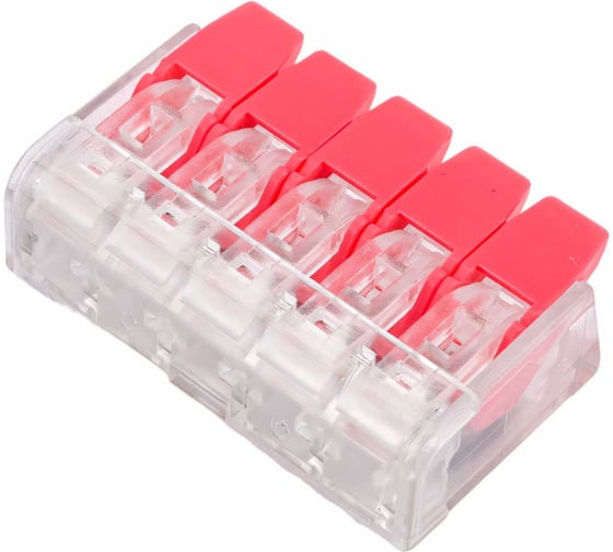 Изображение товара Универсальная компактная клемма STEKKER 5-проводная STEKKER, LD221-415 (5 штук в упаковке) 32419