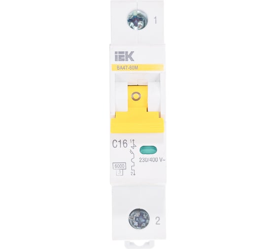 Изображение товара Автоматический выключатель IEK ВА47-60 однополюсный 16А С 6кА 6958691