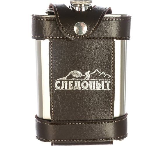 Изображение товара Фляжка в кожаном чехле с тиснением Следопыт Flage 270 мл, коричневая PF-BD-F15