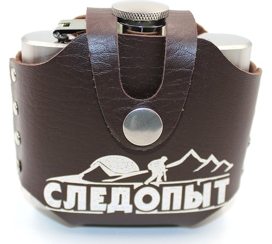 Изображение товара Фляжка в кожаном чехле Следопыт Freezly 150 мл, коричневая PF-BD-F11