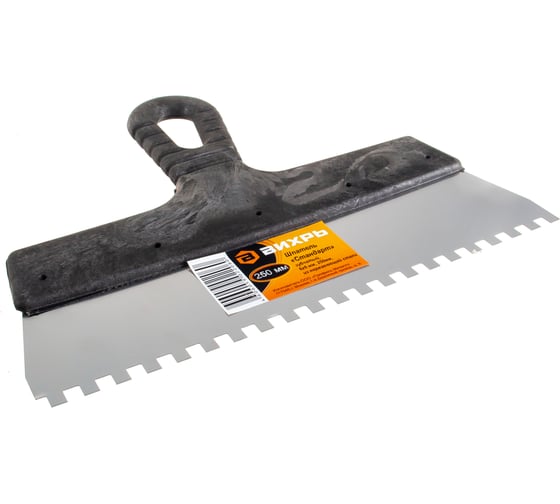 Изображение товара Зубчатый шпатель, нержавеющая cталь, пластиковая рукоятка 6х6 мм, 250мм Вихрь 73/3/2/27