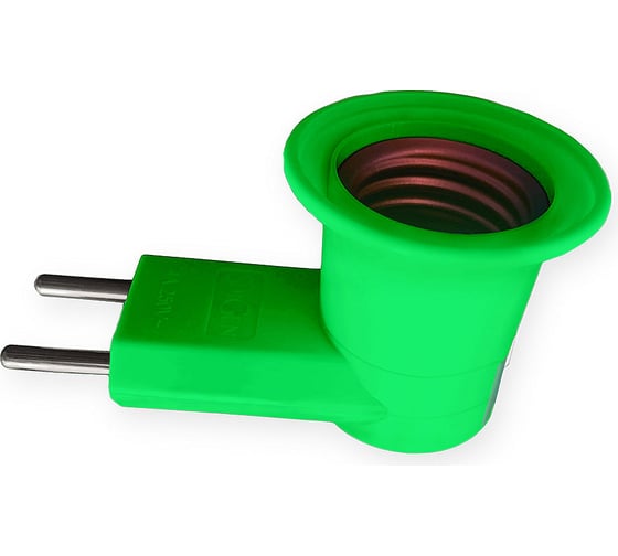 Изображение товара Адаптер вилка-патрон ОПТИКОМ ЭЛЕКТРИК с выключателем 220В зеленый 3352.1627