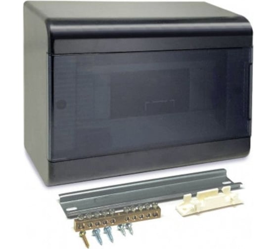 Изображение товара Щиток открытой проводки Рувинил Тусо на 9 модулей с дверцей 222x160x93 мм черный 68029Ч