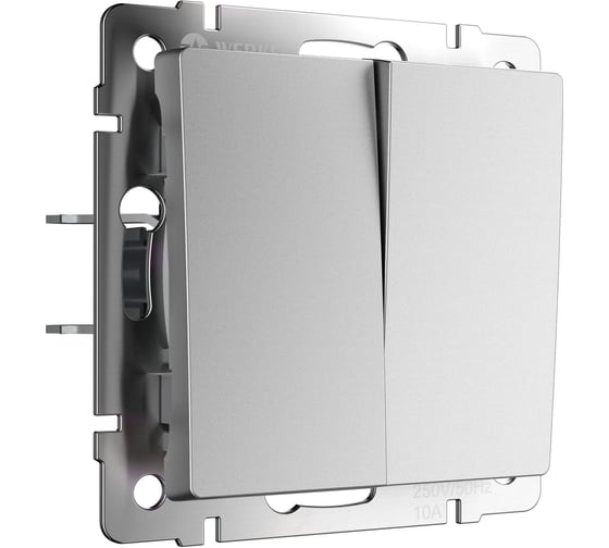 Изображение товара Перекрестный двухклавишный выключатель WERKEL (серебряный матовый) a064030