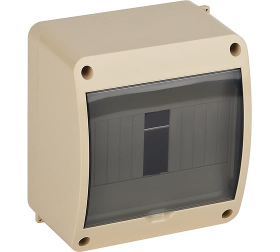 Изображение товара Щиток открытой проводки Рувинил Тусо на 6 модулей с вертикальной дверцей 140x125x85 мм бежевый 68306БЖ