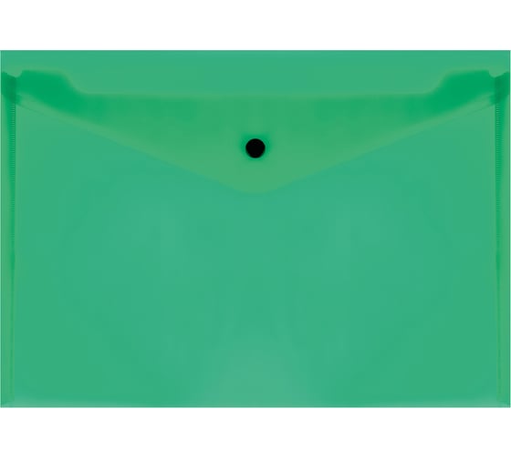Изображение товара Папка-конверт на кнопке Стамм а4, 150 мкм, пластик, прозрачная, зеленая ММ-32274