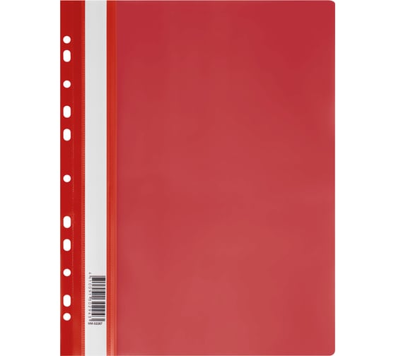 Изображение товара Папка-скоросшиватель Стамм пластиковый перфорированный, А4, 10 шт в комплекте, 160 мкм, красная с прозрачным верхом ММ-32257