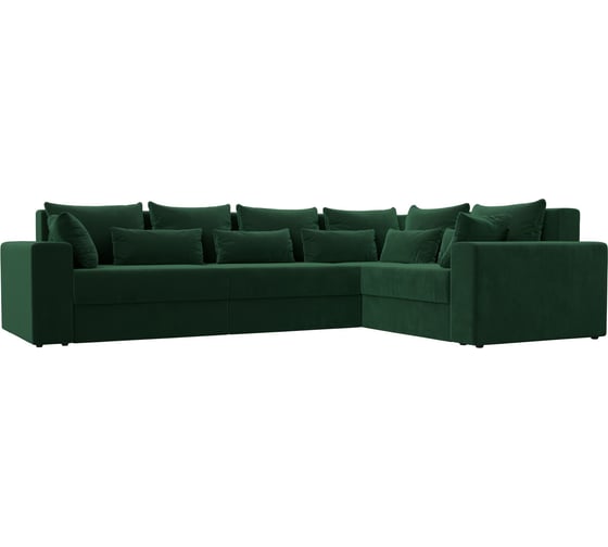 Изображение товара Угловой диван Лига диванов Майами Long правый полностью велюр зеленый, подушки велюр ЗЕЛ/зел/зел 114867