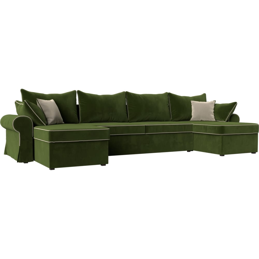 П-образный диван Лига диванов модуль лига диванов холидей канапе велюр зеленый