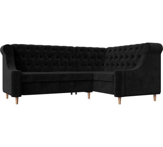 Изображение товара Угловой диван Лига диванов Бронкс угол правый полностью велюр черный 110368