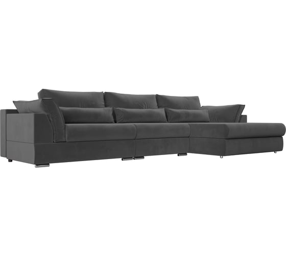 Изображение товара Угловой диван Лига диванов Пекин Long правый полностью велюр серый 115428