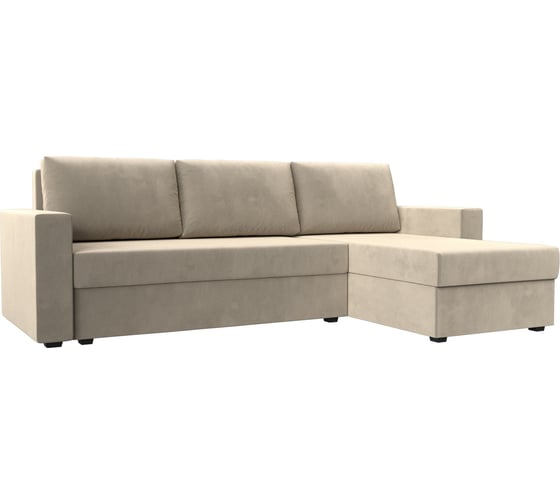 Изображение товара Угловой диван Лига диванов Траумберг Лайт правый полностью микровельвет бежевый 117130