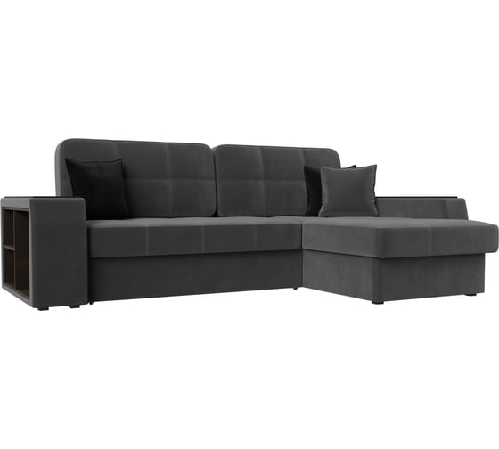 Изображение товара Угловой диван Лига диванов Брюссель правый полностью велюр серый 110652